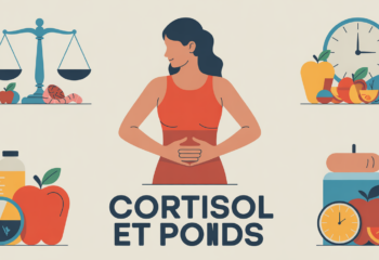 Silhouette équilibre ventre, aliments et horloge, cortisol et poids