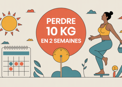 perdre 10 kg en 2 semaines sur balance avec calendrier et ruban