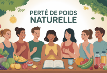groupe souriant autour table fruits legumes carnet perte de poids naturelle