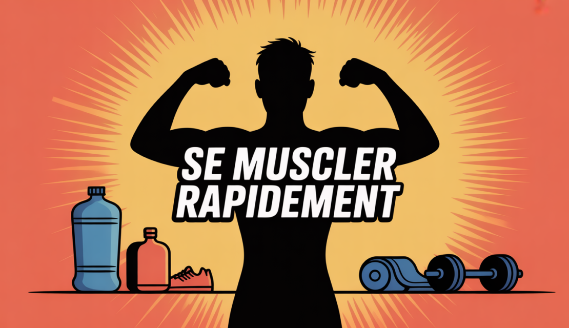 Image de se muscler rapidement avec haltères et nutrition