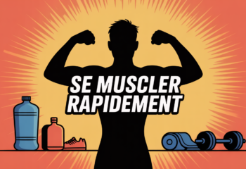 Image de se muscler rapidement avec haltères et nutrition