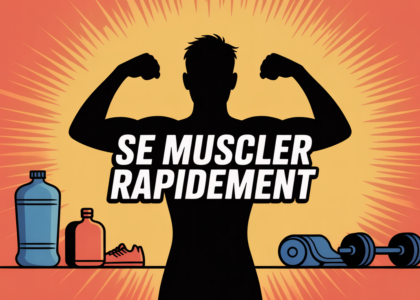 Image de se muscler rapidement avec haltères et nutrition