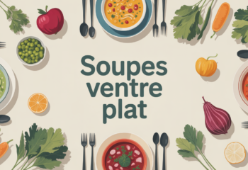 Illustration table familiale bols soupes ventre plat