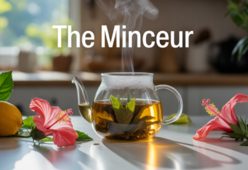 the minceur tasse transparente vapeur et plantes fraiches