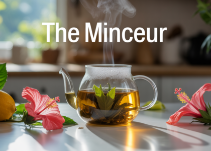 the minceur tasse transparente vapeur et plantes fraiches