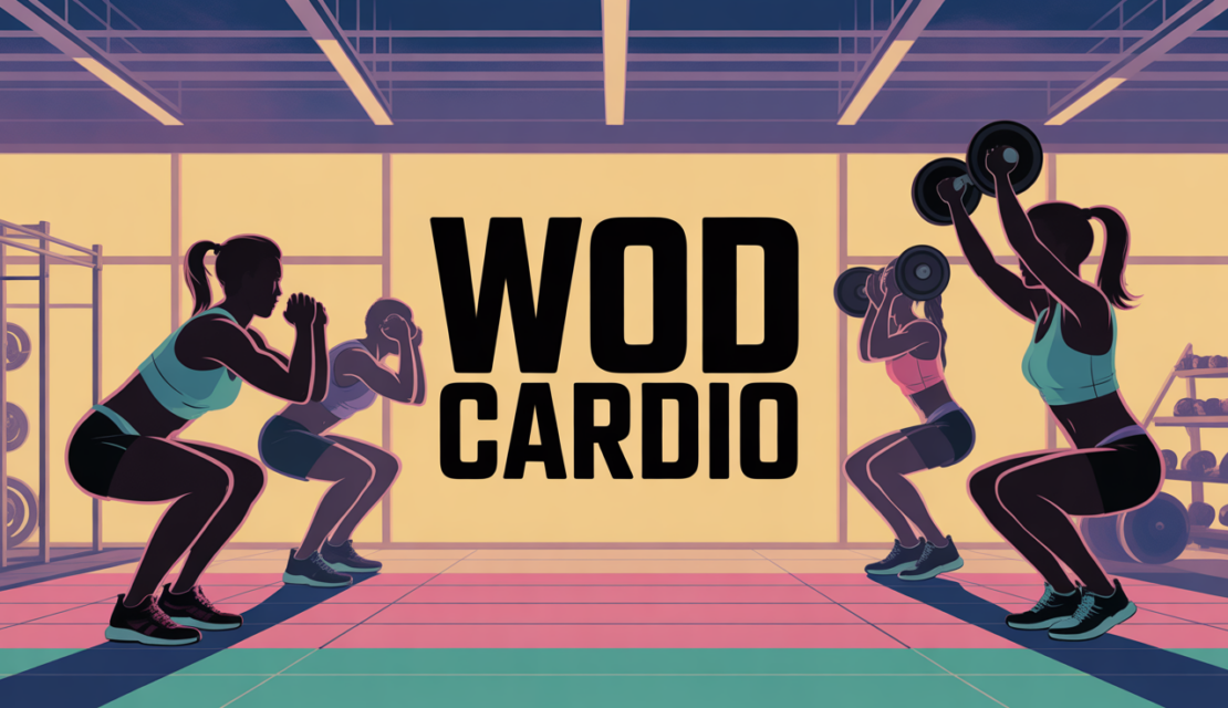 WOD cardio silhouettes en mouvement salle de sport moderne