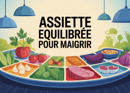 Assiette équilibrée pour maigrir avec légumes, protéines et féculents
