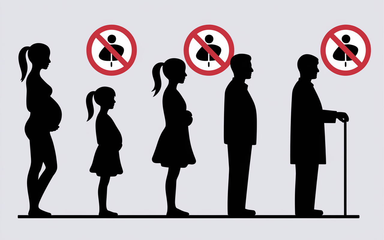 Contre-indications XtraSlim 700 : silhouettes profils à risque croix rouge