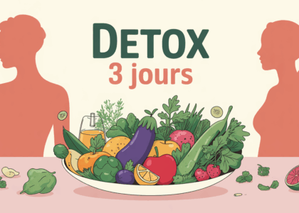 Assiette détox 3 jours avec légumes, fruits et balance