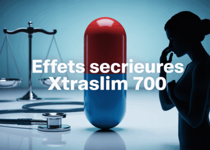 Effets secondaires XtraSlim 700 avec gélule, balance et stéthoscope