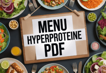 Menu hyperprotéiné PDF sur table de repas sains