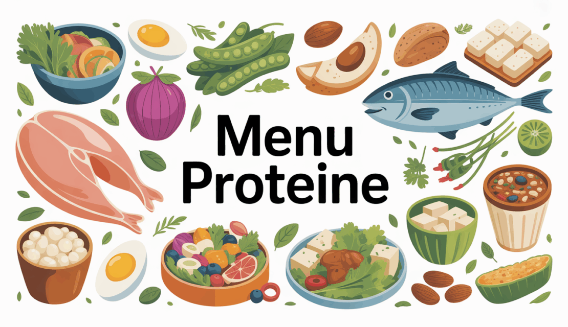 Assiette aliments proteines menu proteine