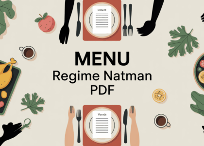 Vue dessus table menu régime Natman PDF avec repas équilibrés