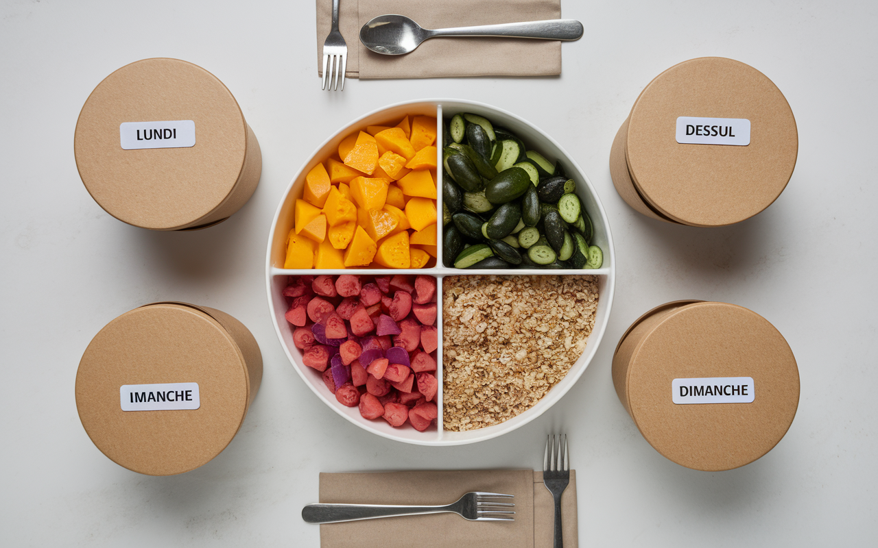 Assiette équilibrée menus minceur semaine boîtes-repas kcal