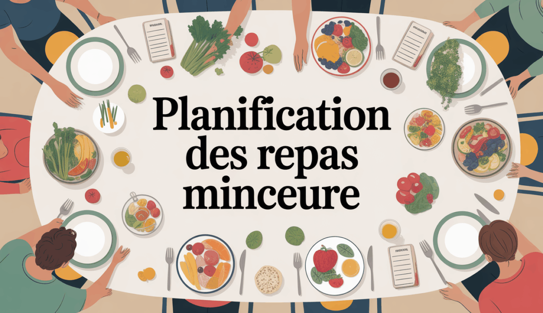 Table conviviale planification repas minceur légumes protéines calendrier