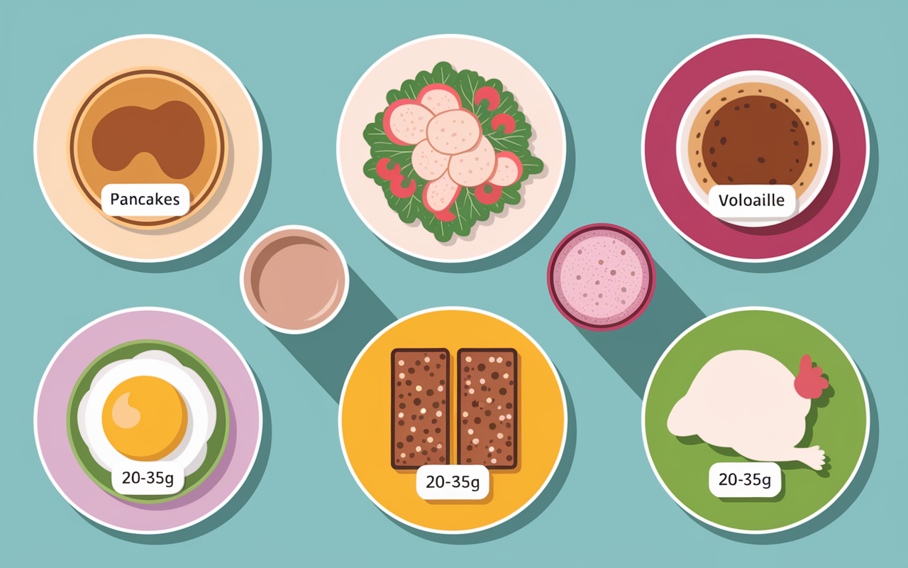 assiettes recettes musculation proteines 20-35g