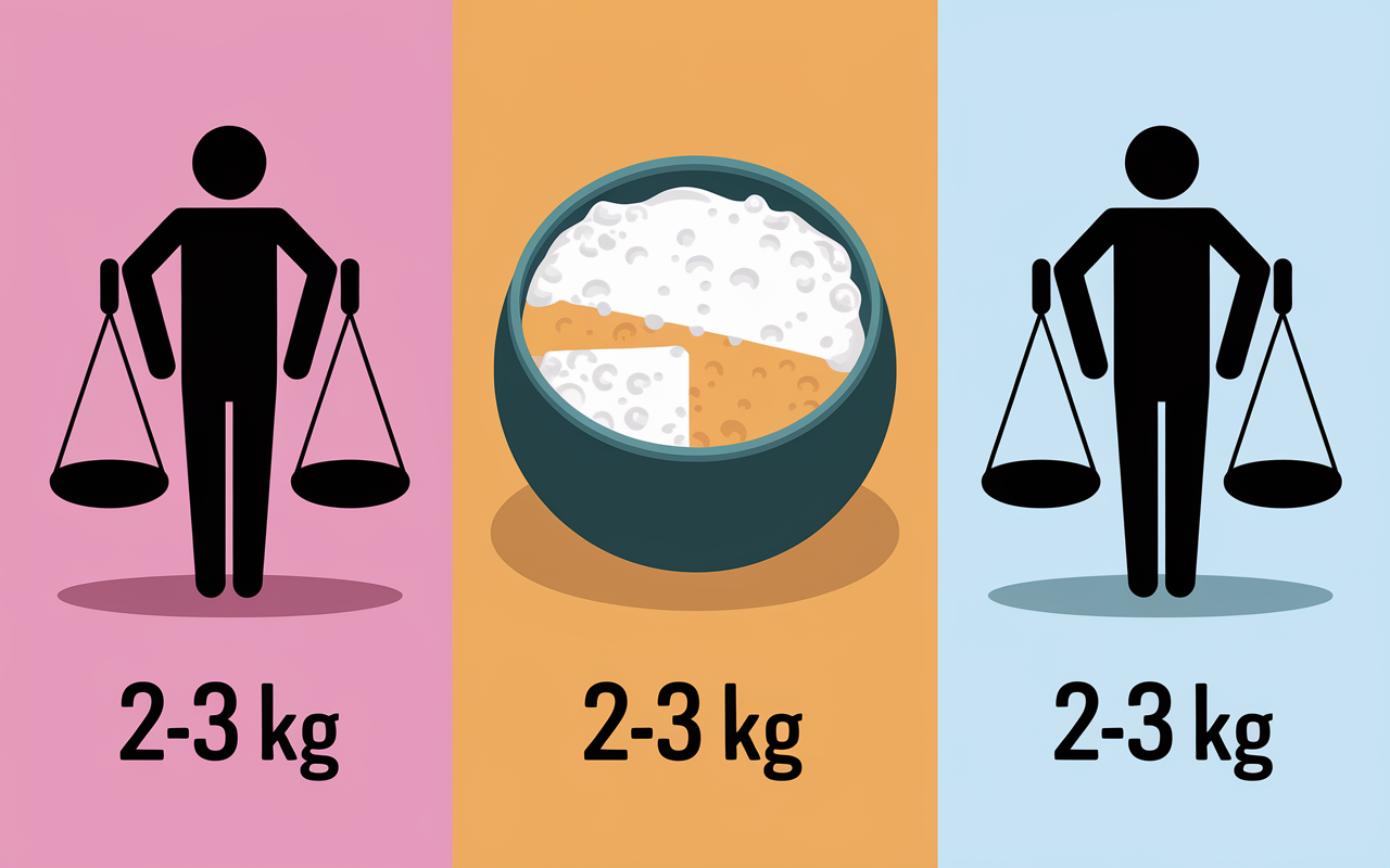 calendrier, bol de fromage blanc et indication perte de poids