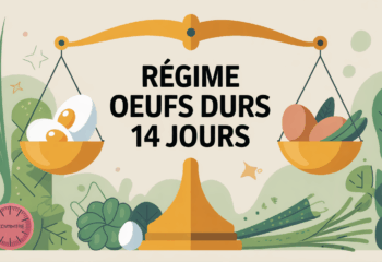 illustration balance œufs durs légumes verts régime 14 jours