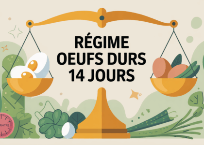 illustration balance œufs durs légumes verts régime 14 jours