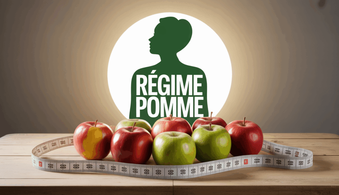 regime pomme avec pommes et mètre ruban