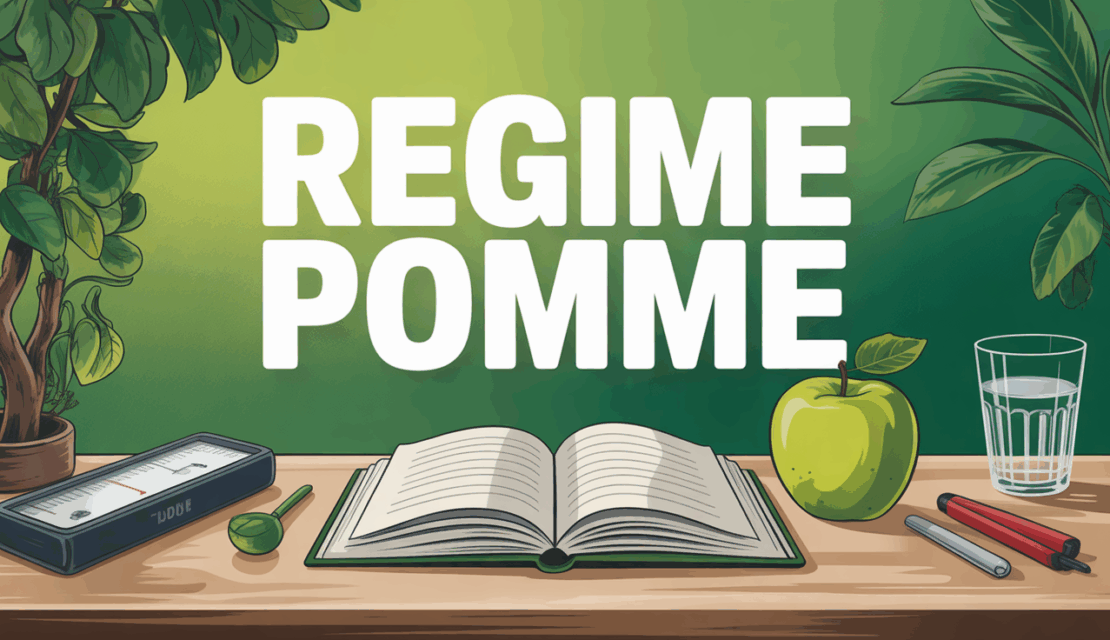 regime pomme table mètre ruban verre eau
