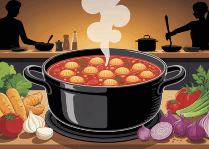 grande marmite soupe aux choux, légumes frais, famille cuisine