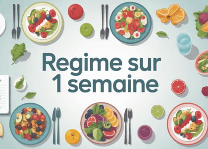 vue d'une table avec menu regime sur 1 semaine
