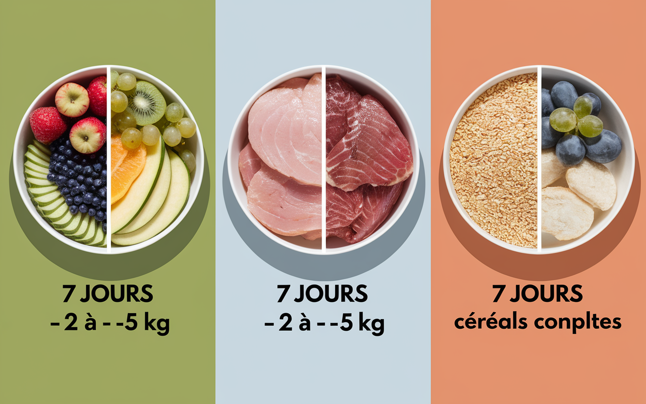 regime sur une semaine assiettes menu balance