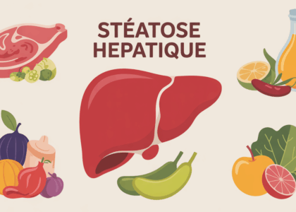 vue stylisee foie entouré aliments sains steatose hepatique