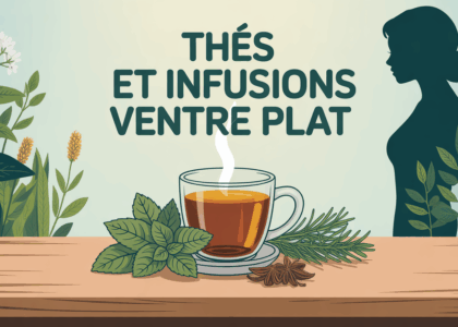 tasse the ventre plat plantes fraiches