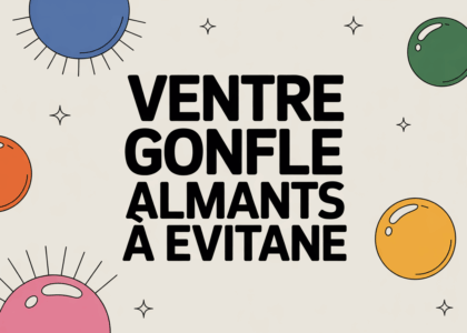 Dessin ventre gonflé bulles ballonnements texte aliments à éviter