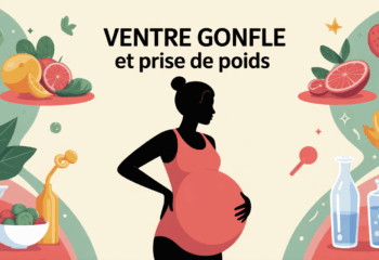 femme main ventre gonfle prise de poids balance aliments eau