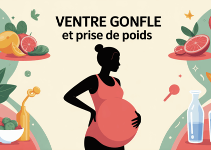femme main ventre gonfle prise de poids balance aliments eau