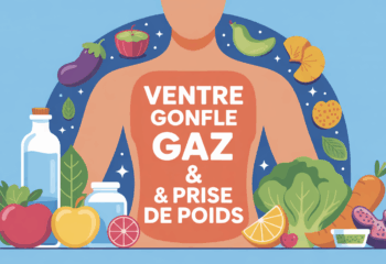 illustration ventre gonfle gaz prise de poids aliments sains