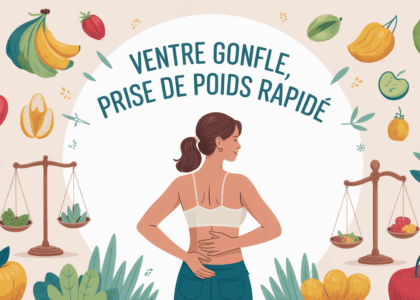 Illustration silhouette femme ventre gonflé prise de poids rapide alimentation naturelle
