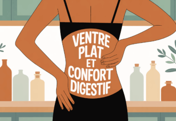 Silhouette femme ventre plat dans cuisine pour confort digestif
