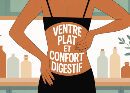Silhouette femme ventre plat dans cuisine pour confort digestif