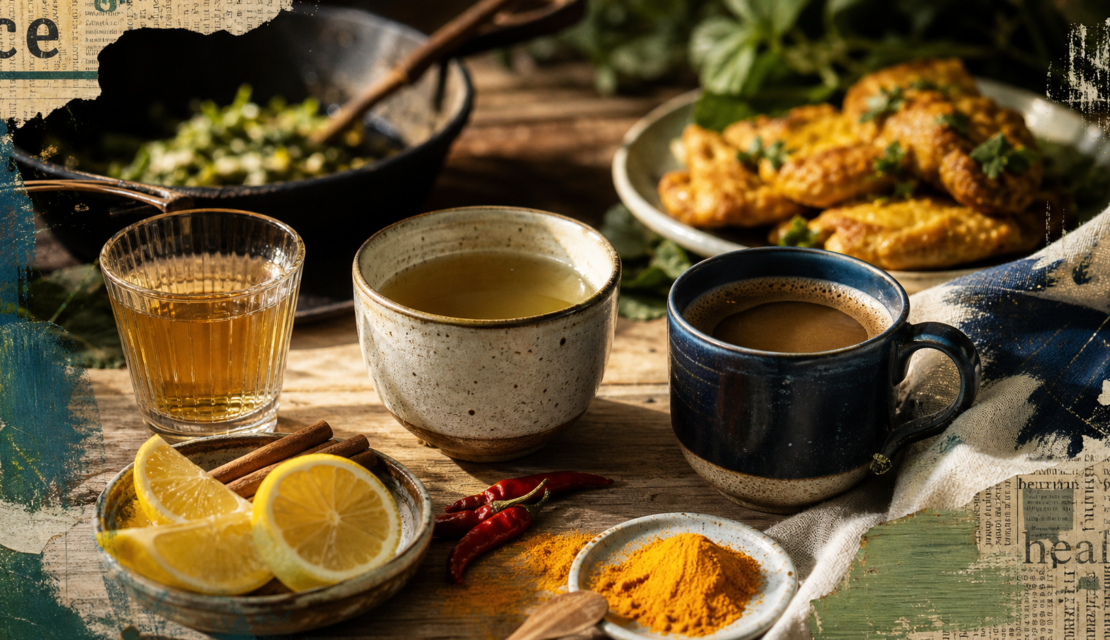Aliment qui brule les graisse : thé vert, vinaigre de cidre, citron, cannelle et épices