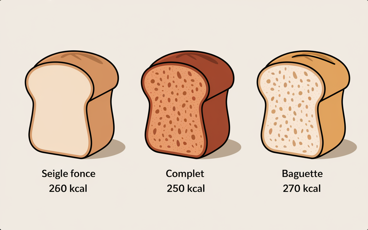 Calories du pain de seigle trois types de pains
