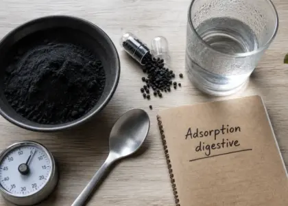 Charbon actif avant de dormir : poudre et gélule, adsorption digestive contre ballonnements
