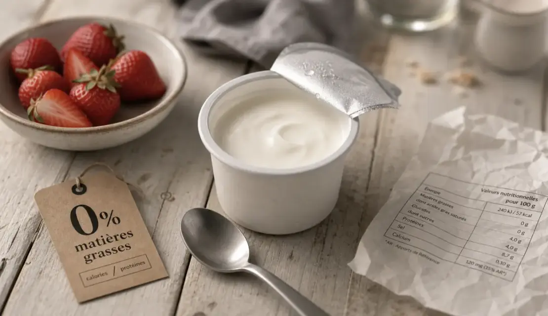 Fromage blanc 0 calories : pot 0% matières grasses et tableau nutritionnel