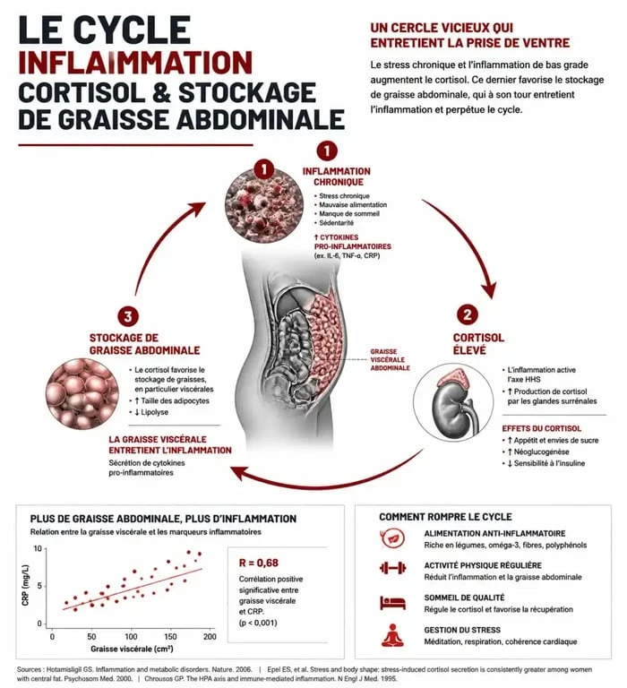 Schéma explicatif du lien entre inflammation chronique et perte de poids dans le cadre d'un régime anti-inflammatoire