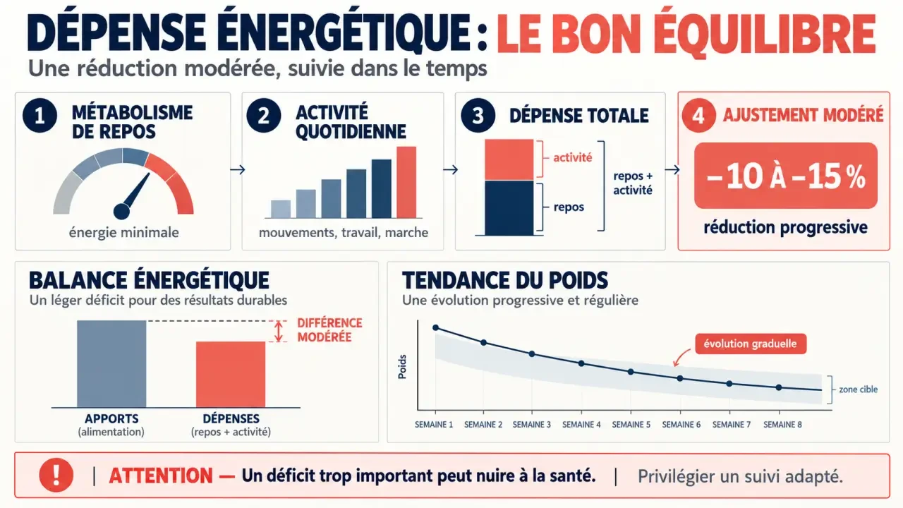 Infographie sur combien de calories par jour pour maigrir et comprendre le déficit calorique